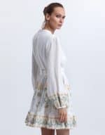New Collection GREEK ARCHAIC KORI PAPYRUS MINI WRAP DRESS WHITE MULTI MINT
