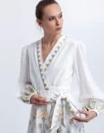 New Collection GREEK ARCHAIC KORI PAPYRUS MINI WRAP DRESS WHITE MULTI MINT