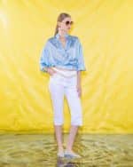 New Collection C. MANOLO LIGHT BLUE SATI DOT BLOUSE