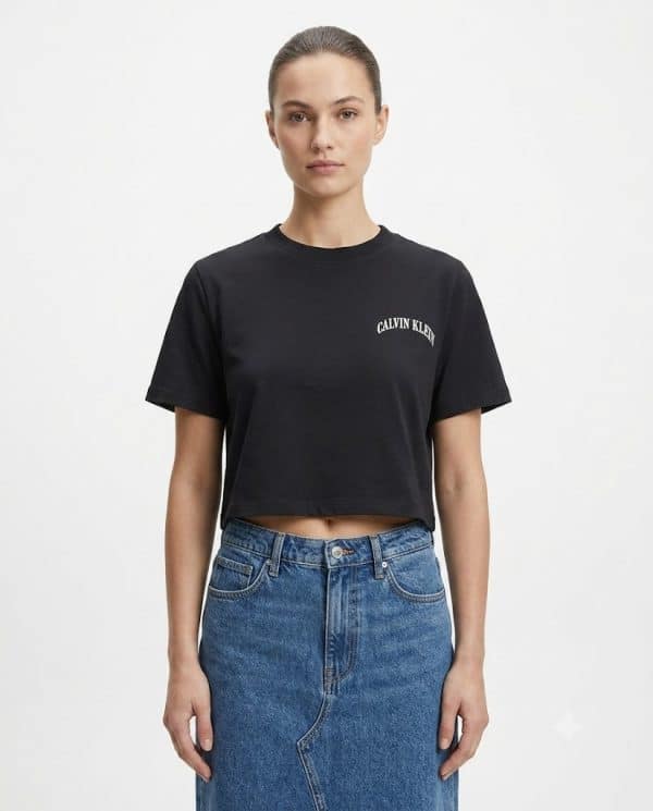 New Collection CALVNIN KLEIN WOMEN’S ARCH LOGO CROP T-SHIRT