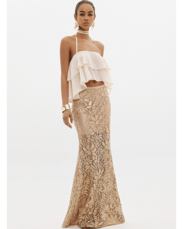 New Collection ANNA SAMUKA TOP & LACE MAXI SKIRT SET