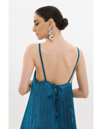 New Collection ANNA SAMOUKA SALSA FRINGE MIDI DRESS PETROL
