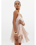 New Collection ANNA SAMOUKA SALSA FRINGE MINI DRESS BLUSH