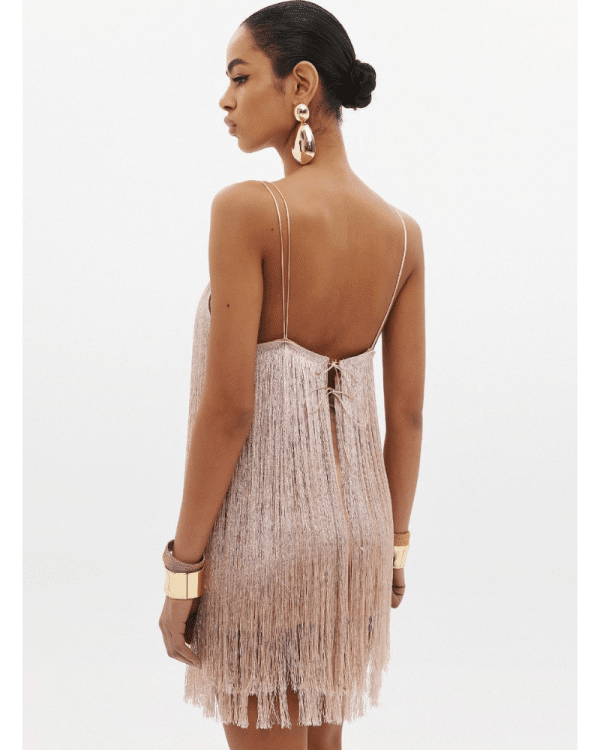 New Collection ANNA SAMOUKA SALSA FRINGE MINI DRESS BLUSH