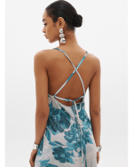 New Collection ANNA SAMOUKA AQUA FLORAL MAXI DRESS