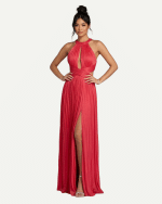 New Collection BE YOU PLEATED HALTER MAXI DRESS