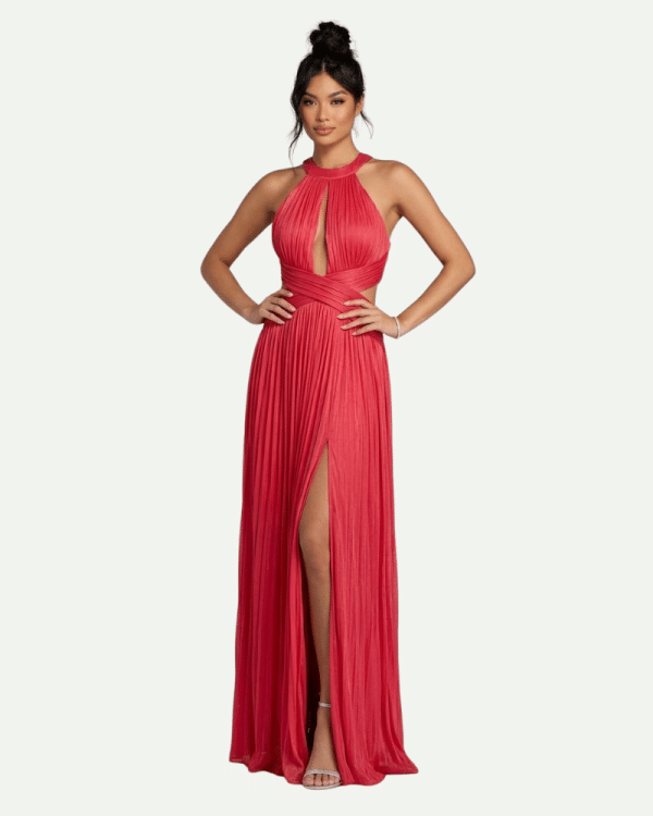 New Collection BE YOU PLEATED HALTER MAXI DRESS
