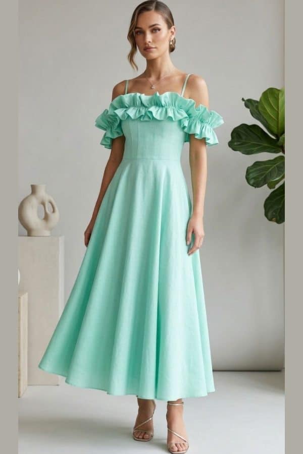 New Collection BE YOU RUFFLE MIDI DRESS