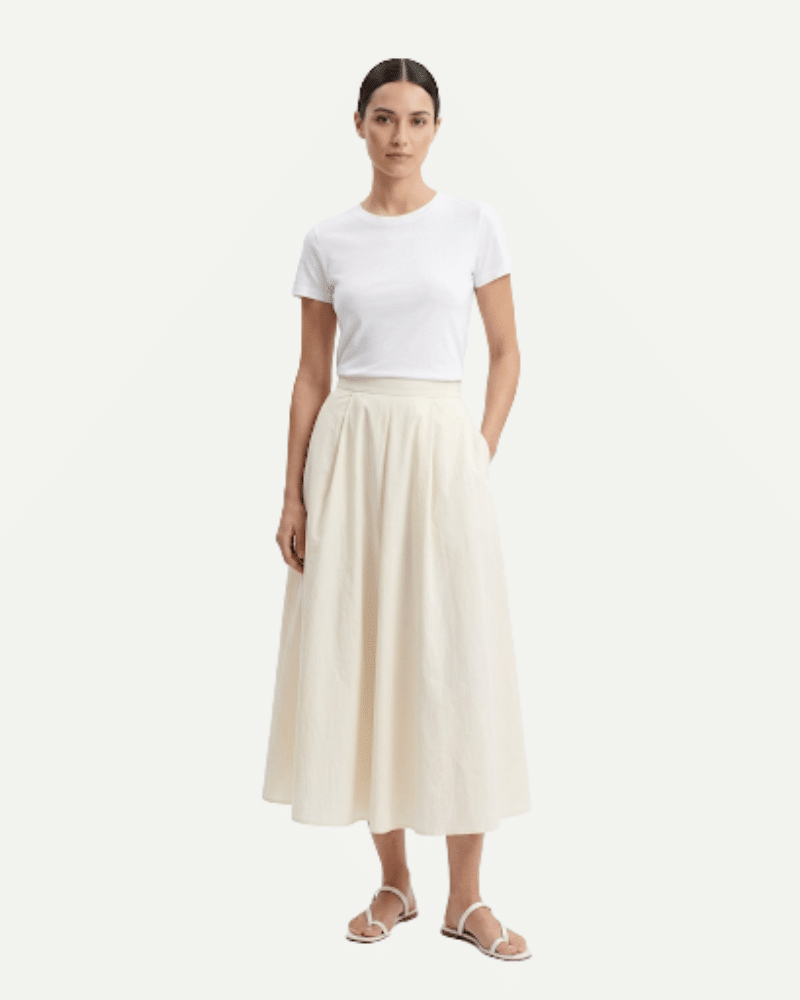New collection CKONTOVA WHITE MIDI A LINE SKIRT New collection CKONTOVA WHITE MIDI A LINE SKIRT