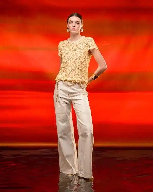 New Collection C.MANOLO YELLOW LACE SHIRT