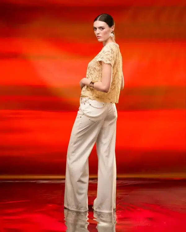 New Collection C.MANOLO YELLOW LACE SHIRT