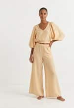 New Collection C.MANOLO  BEIGE LINEN TWO-PIECE SET