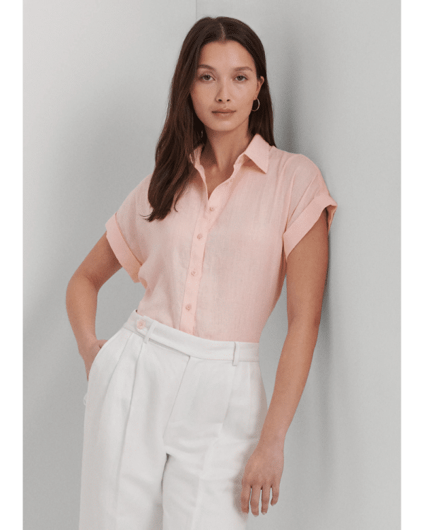 New Collection LAUREN RALPH LAUREN RELAXED FIT LINEN SHORT – SLEEVE SHIRT
