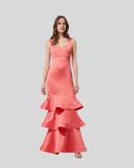 New Collection BE YOU CORAL PINK TIERED MERMAID MAXI DRESS