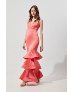 New Collection BE YOU CORAL PINK TIERED MERMAID MAXI DRESS