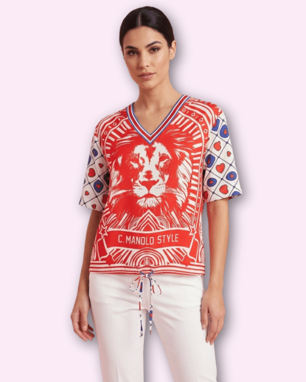 New Collection C.MANOLO RED ETHNIC TOP