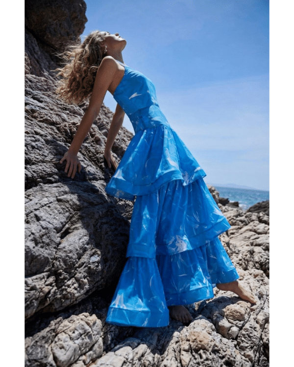 New Collection BE YOU FLORAL PRINTED BLUE MAXI DRESS