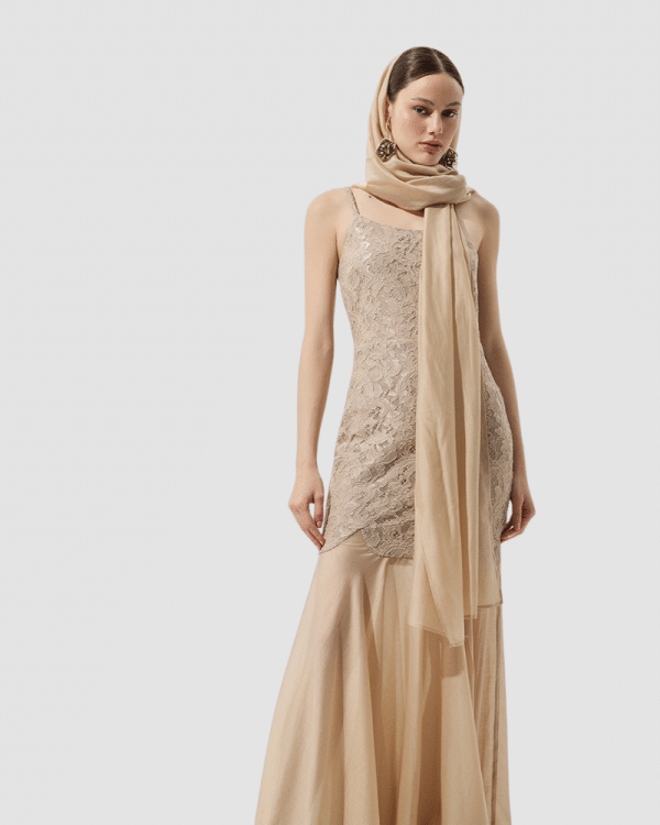 New Collection BE YOU  MAXI DRESS WITH LACE & ONE SHOULDER