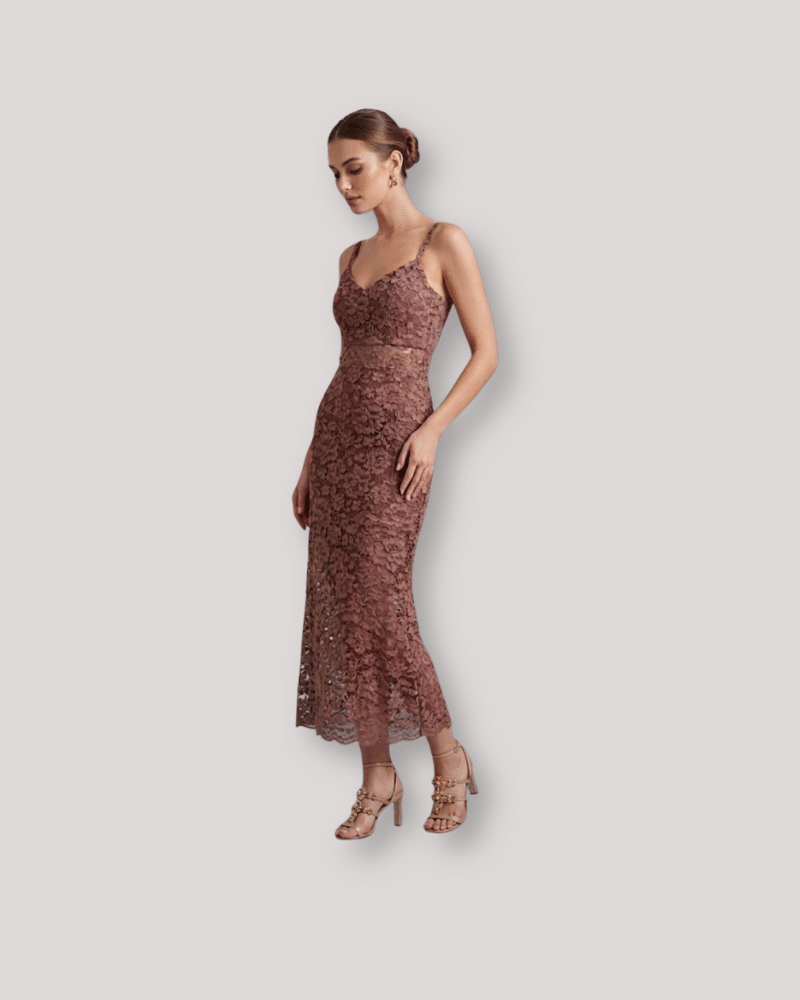 New Collection BE YOU MOCHA ROSE STRAPPY LACE DRESS New Collection BE YOU MOCHA ROSE STRAPPY LACE DRESS