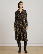 New Collection LAUREN RALPH LAUREN BELTING – PRINT PLEATED CREPE SHIRTDRESS