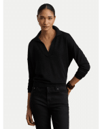 New collection LAUREN RALPH LAUREN BLACK  COTTON-MODAL POLO JUMPER