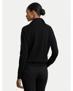 New collection LAUREN RALPH LAUREN BLACK  COTTON-MODAL POLO JUMPER
