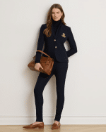 New Collection LAUREN RALPH LAUREN NAVY STRETCH COTTON BLEND TWILL TROUSERS