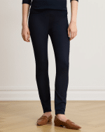 New Collection LAUREN RALPH LAUREN NAVY STRETCH COTTON BLEND TWILL TROUSERS