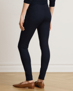 New Collection LAUREN RALPH LAUREN NAVY STRETCH COTTON BLEND TWILL TROUSERS