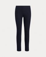 New Collection LAUREN RALPH LAUREN NAVY STRETCH COTTON BLEND TWILL TROUSERS