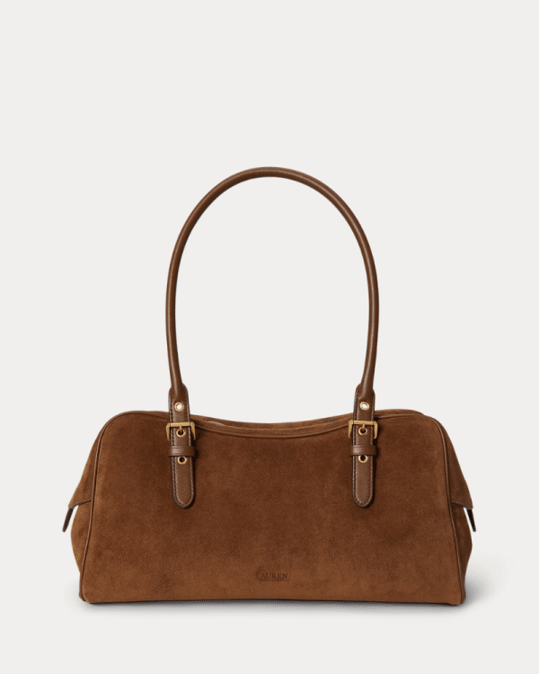 New Collection LAUREN RALPH LAUREN SUEDE LARGE MARCY ZIP SATCHEL