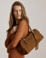 New Collection LAUREN RALPH LAUREN SUEDE LARGE MARCY ZIP SATCHEL