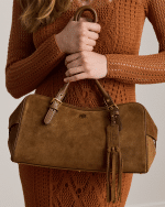 New Collection LAUREN RALPH LAUREN SUEDE LARGE MARCY ZIP SATCHEL