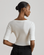 New Collection LAUREN RALPH LAUREN WHITE STRECH COTTON BOATNECH T-SHIRT