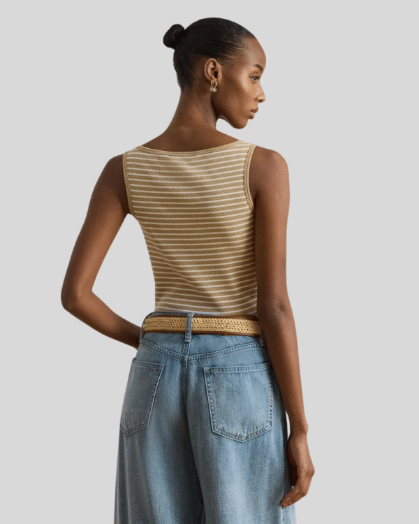 Clothing LAUREN RALPH LAUREN BEIGE STRIPED STRAP TOP