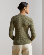 New collection LAUREN RALPH LAUREN LIGHT AGAVE CABLE-KNIT COTTON-BLEND CARDIGAN