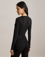 New Collection LAUREN RALPH LAUREN JERSEY ASYMMETRICAL LONG – SLEEVE TOP