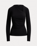 New Collection LAUREN RALPH LAUREN JERSEY ASYMMETRICAL LONG – SLEEVE TOP