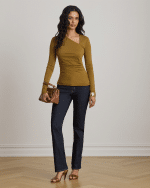 New Collection LAUREN RALPH LAUREN JERSEY ASYMMETRICAL LONG – SLEEVE TOP