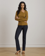 New Collection LAUREN RALPH LAUREN JERSEY ASYMMETRICAL LONG – SLEEVE TOP