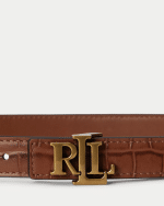 New Collection LAUREN RALPH LAUREN LOGO REVERSIBLE EMBOSSED SKINNY BELT
