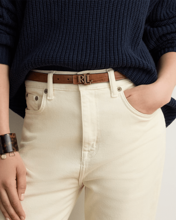 New Collection LAUREN RALPH LAUREN LOGO REVERSIBLE EMBOSSED SKINNY BELT
