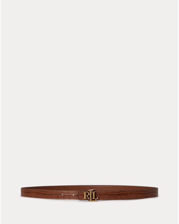 New Collection LAUREN RALPH LAUREN LOGO REVERSIBLE EMBOSSED SKINNY BELT