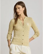 New collection LAUREN RALPH LAUREN CANYON SAND CABLE-KNIT COTTON-BLEND CARDIGAN