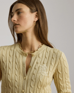 New collection LAUREN RALPH LAUREN CANYON SAND CABLE-KNIT COTTON-BLEND CARDIGAN