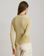 New collection LAUREN RALPH LAUREN CANYON SAND CABLE-KNIT COTTON-BLEND CARDIGAN