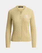New collection LAUREN RALPH LAUREN CANYON SAND CABLE-KNIT COTTON-BLEND CARDIGAN