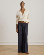 New collection LAUREN RALPH LAUREN MASCARPONE-CRAEAM COTTON-MODAL POLO JUMPER