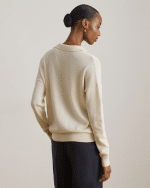 New collection LAUREN RALPH LAUREN MASCARPONE-CRAEAM COTTON-MODAL POLO JUMPER