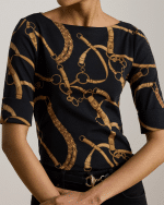 New Collection LAUREN RALPH LAUREN BELTING – PRINT COTTON BOATNECK T-SHIRT